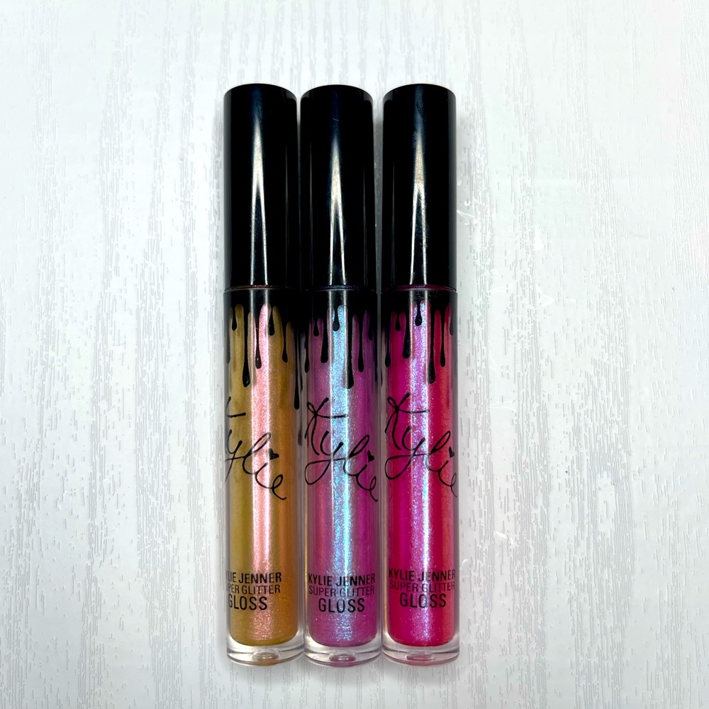 Kylie Jenner Super Glitter Gloss lot of 3. Go Bananas, Chill Peel, Don’t Slip